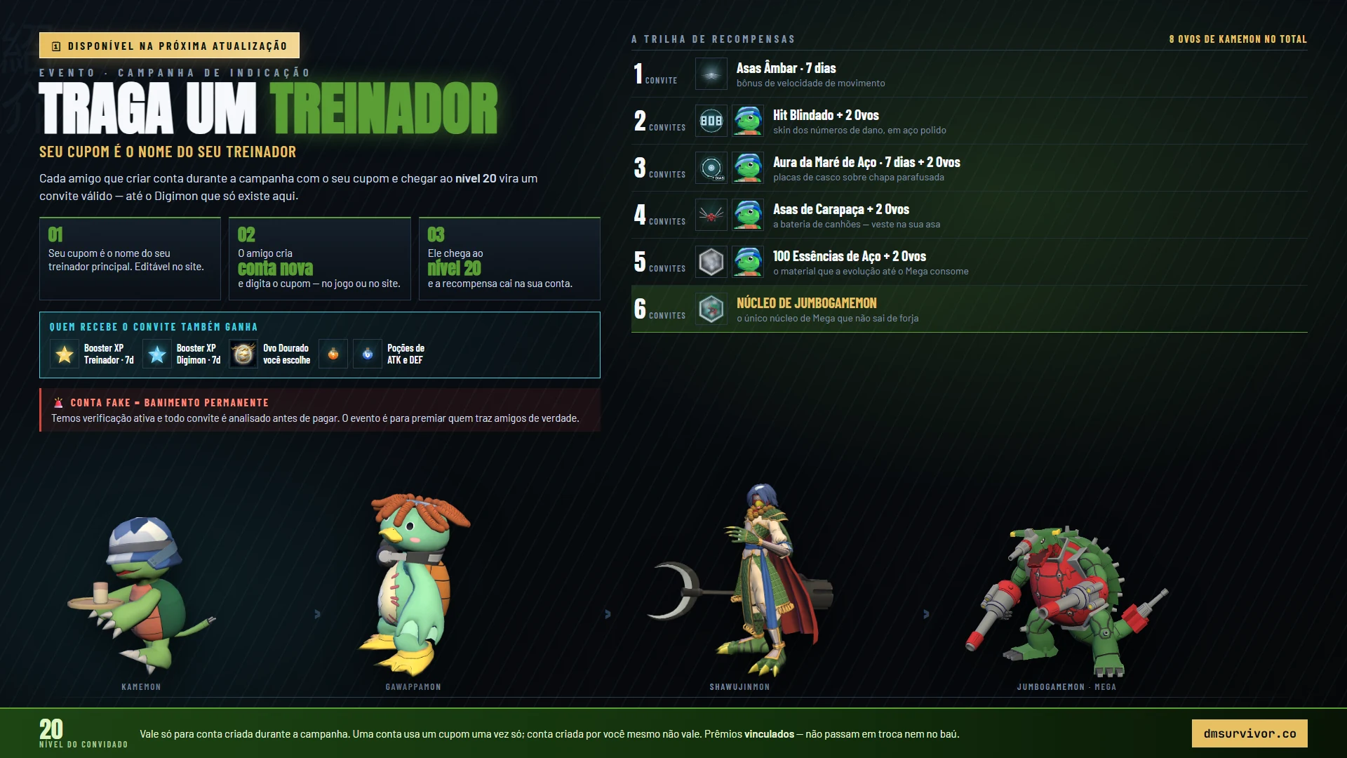 Evento de indicação: a trilha de recompensas e a linha Kamemon